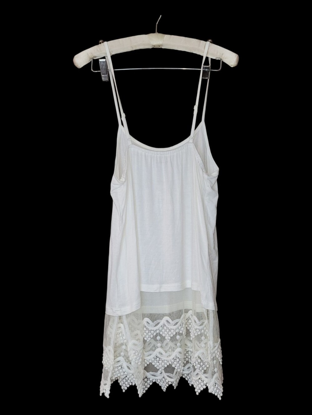 Grace & Lace Boho Feminine White Tank Top Lace Trim L